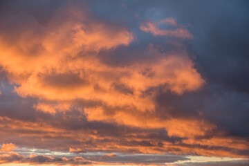 Beautiful skyscape with clouds at sunrise