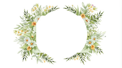 Watercolor floral wreath isolated on white background. Hand painted illustration.