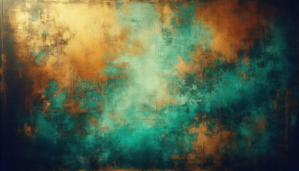 grunge texture with scuffs in turquoise and gold colors