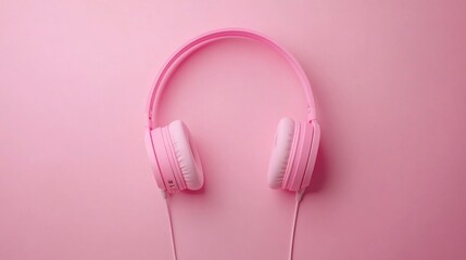Pink Headphones on a Pink Background