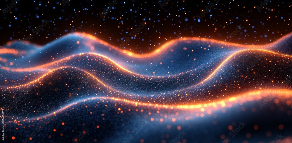 Poster modern illustration depicting abstract line movement on a gradient background. illustrations with li