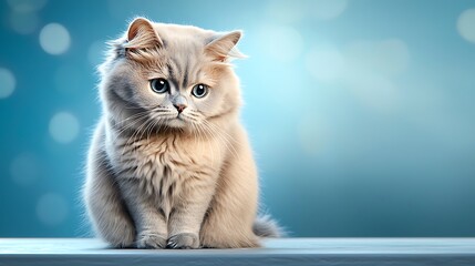 The generative AI illustration depicts a somber gray cat sitting alone with drooping ears and downcast eyes, its fur appearing unkempt and disheveled