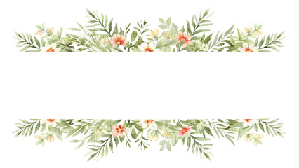 Watercolor floral frame isolated on white background. Hand painted illustration.