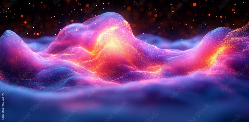 Poster floating rays space warp transporter with high speed technology background.