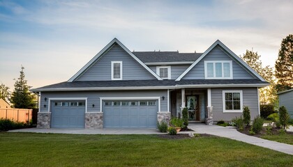 Modern Charm: A Stylish Gray Ranch-Style Model House"