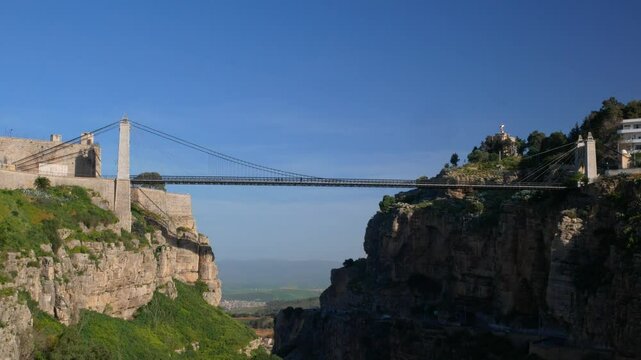 Tilt down from SIdi M'Sid bridge to the Rhumel gorge, Constantine, Algeria