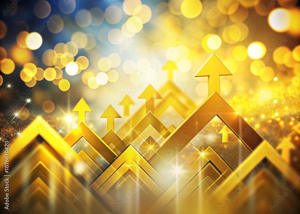 Poster yellow glossy arrows design elements for creative projects and marketing materials with bokeh effect