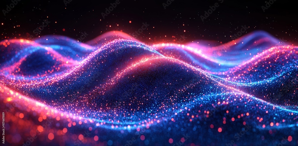 Poster the images of stock streaming big data are placed on a futuristic technology background.