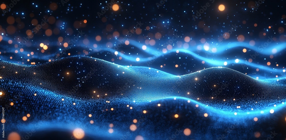 Poster an abstract background with blue digital technology. future visions of digital communication technol