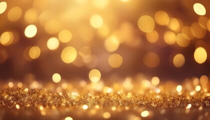 Fototapeta premium blurred golden background with bokeh lights, creating a warm and festive atmosphere.