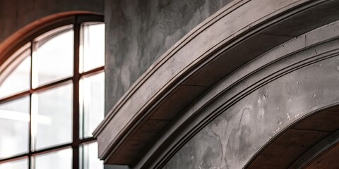 Fototapeta premium Elegant archway with large window and natural light