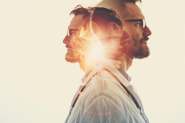 A double exposure image of a worker in laboratory generative AI