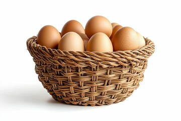 Wicker Basket Filled with Brown Eggs