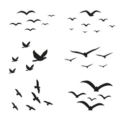 Minimalist Flying Birds Silhouette Vector Illustration