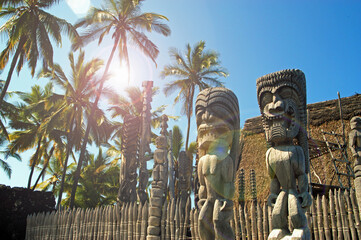 Sculpture of a local gods, Big Island, Hawaii, USA