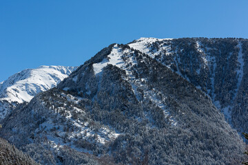 Mountain views in Pyrenees on a sunny winter day