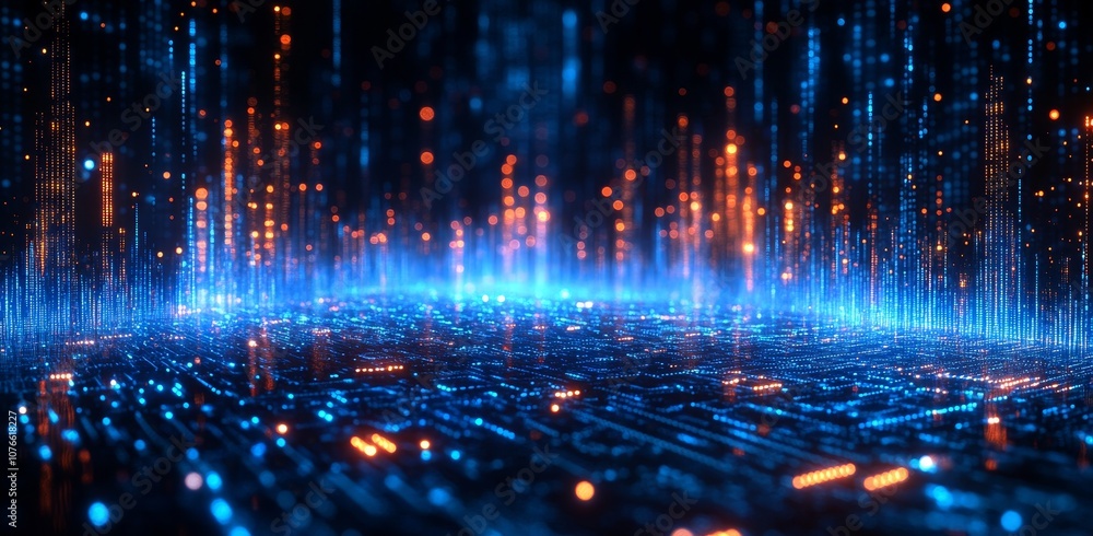 Poster an abstract brain image with streaming data wave wireframes. modern illustrations.