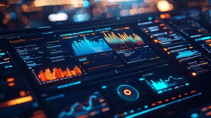 Obraz premium Glowing AI Powered Dashboard Visualizing Real Time Marketing ROI Metrics for Data Driven Decisions