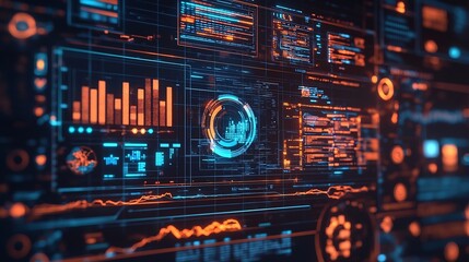 Obraz premium Glowing AI Powered Marketing Dashboard Displaying Real Time ROI Metrics for Optimized Advertising Decisions