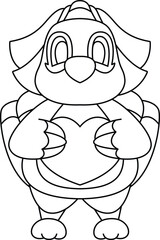 Parrot Bride Heart Wedding Animal Vector Graphic Art Illustration