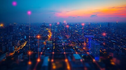 Glowing Smart City Grid Showcasing Seamless Renewable Energy in Urban Infrastructure