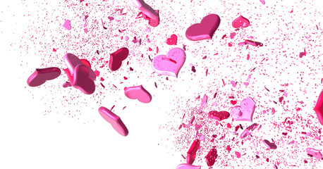 realistic isolated heart confetti on the transparent background for decoration and covering.