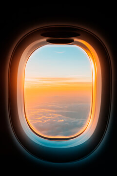 view from the window to the beautiful sky, airplane wing