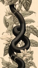 Obraz premium Wallpaper black snake reptile animal.