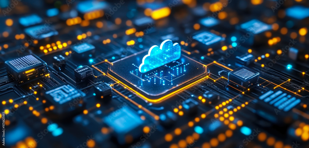 Poster digital cloud computing and big data management network technology concept