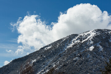 Mountain views in Andorra on a sunny winter day 