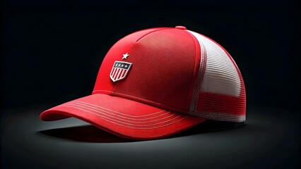 Stylish Red Mesh Cap American Flag Design Comfortable Lightweight Casual Wear