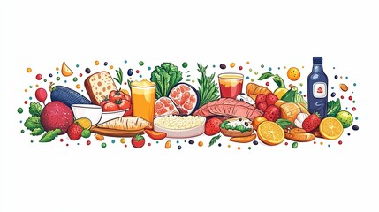 Obraz premium A Colorful Array of Food Items on a White Background