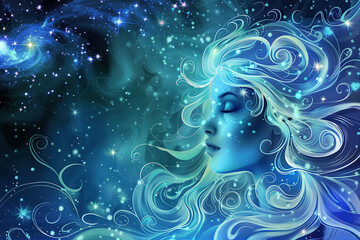 Astrological composition with concept of Virgo zodiac sign symbol