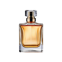 Close-up of Sleek, Elegant Perfume Bottle. Chic Fragrance Bottle on White Background.