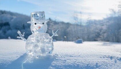 Obraz premium A snowman made of crystal ice