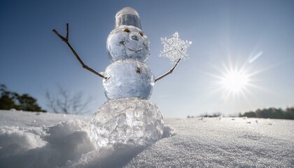 Obraz premium A snowman made of crystal ice