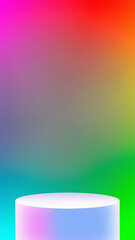 Empty round podium with abstract gradient background with a subtle grain effect for display. 