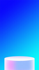 Empty round podium with abstract gradient background with a subtle grain effect for display. 