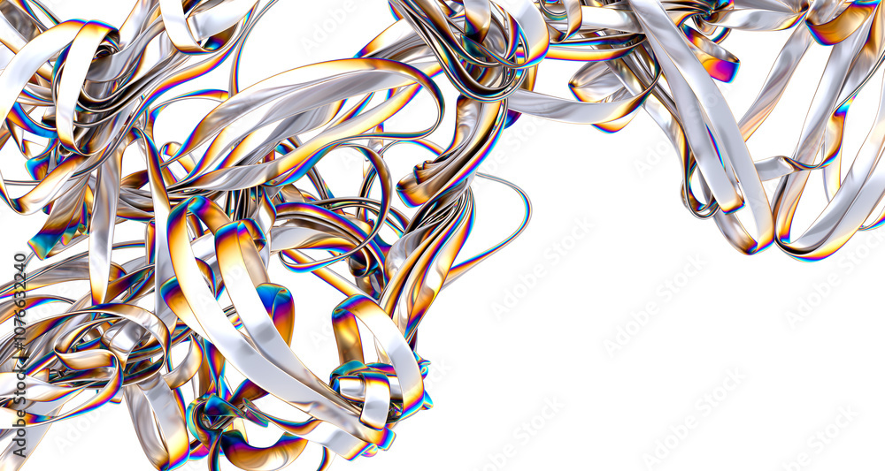 Poster shimmering metallic fabric with iridescent hues a swirl of color and texture