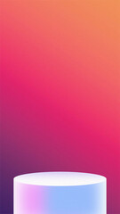 Empty round podium with abstract gradient background with a subtle grain effect for display. 