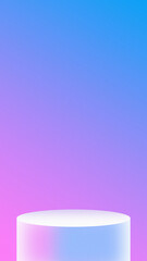 Empty round podium with abstract gradient background with a subtle grain effect for display. 