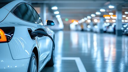 Electric Car Charging in Parking Garage