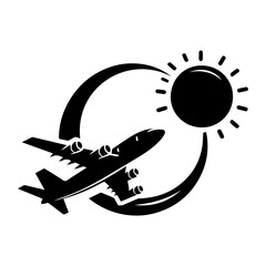 Airplane  silhouette black and white