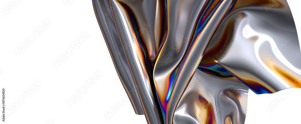 Poster shimmering metallic fabric with iridescent hues a swirl of color and texture