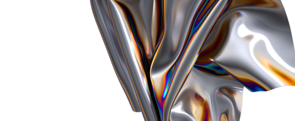 Shimmering metallic fabric with iridescent hues A swirl of color and texture