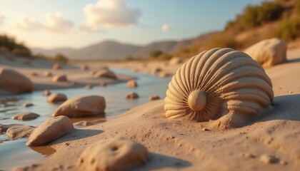 Beautiful Seashell on a Sandy Beach