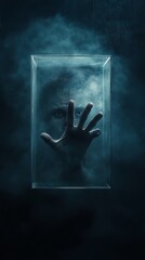 Obraz premium Mysterious Hand Reaching Through Foggy Glass