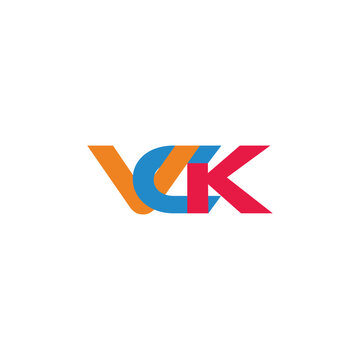 letters vck simple linked colorful geometric logo vector