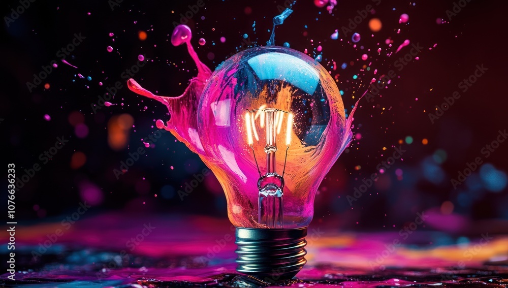 Poster lightbulb explosion in a spectrum of colors