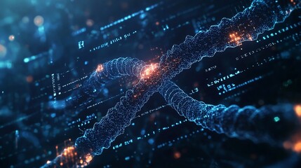 Glowing Digital Interface for Customized Genetic Trait Enhancements and Personalized Genetic Engineering Concept
